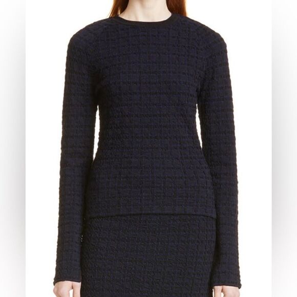 Victoria Beckham Texture Check Long Sleeve Crewneck Sweater Size M NWT - Picture 1 of 10